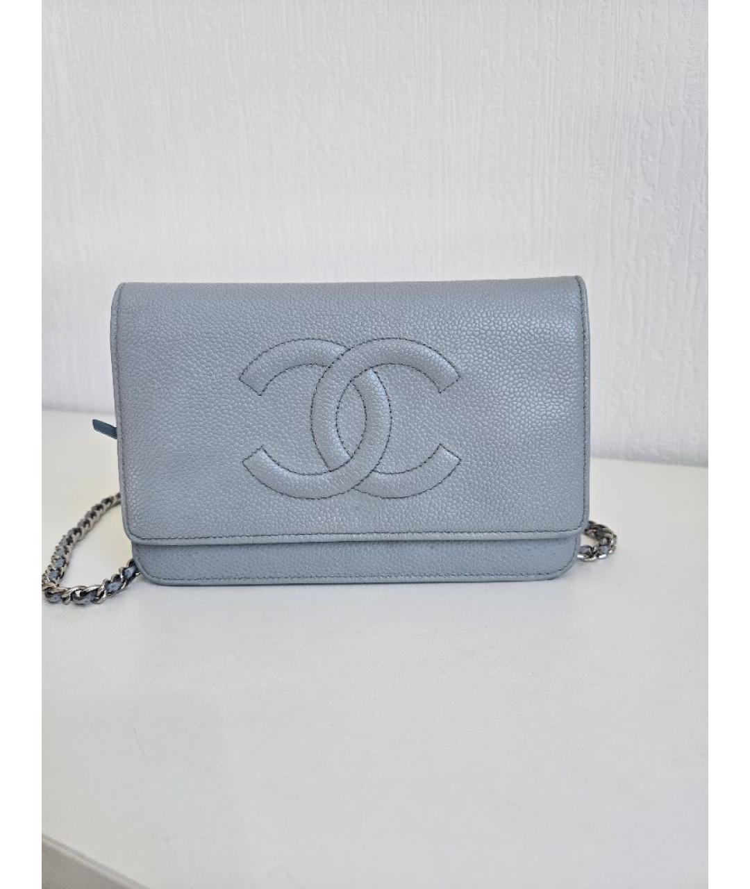 CHANEL Голубая кожаная сумка через плечо, фото 6