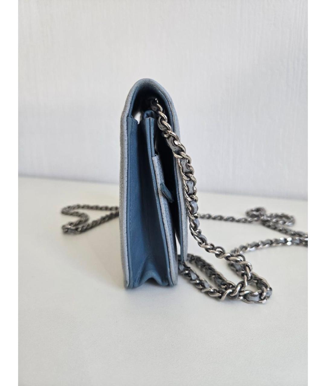 CHANEL Голубая кожаная сумка через плечо, фото 3