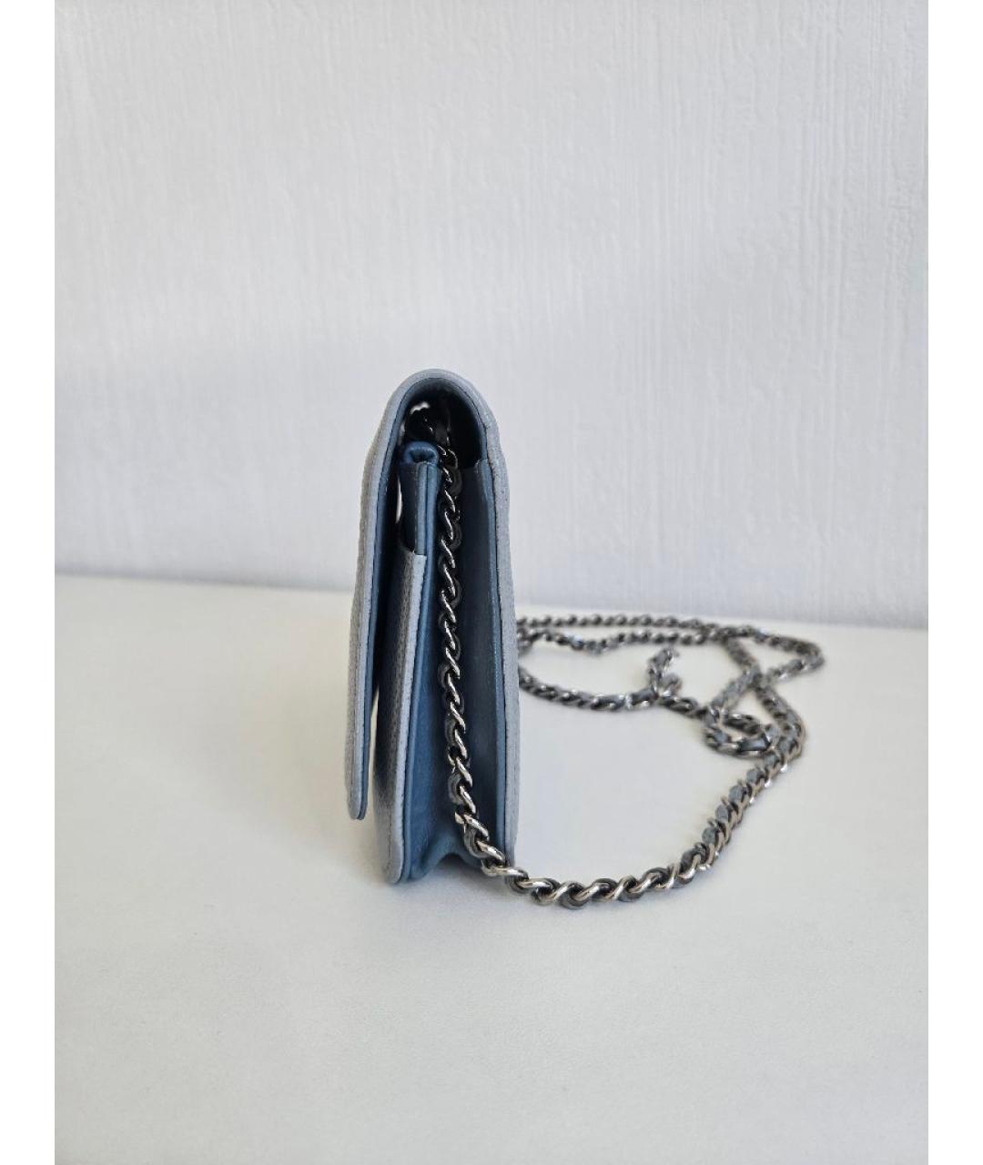 CHANEL Голубая кожаная сумка через плечо, фото 4