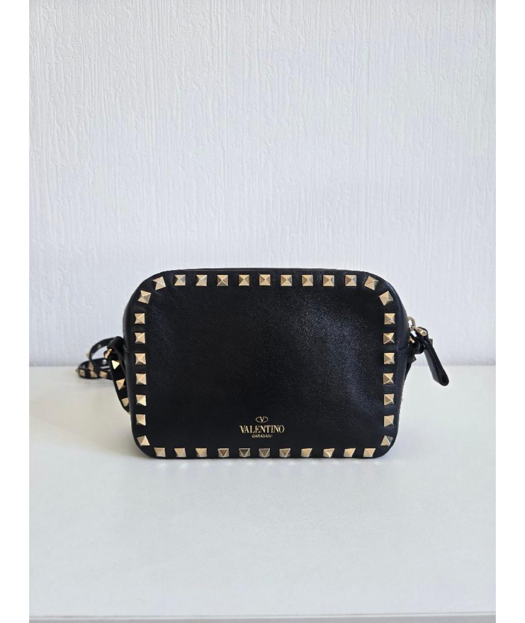 VALENTINO Черная кожаная сумка через плечо, фото 5