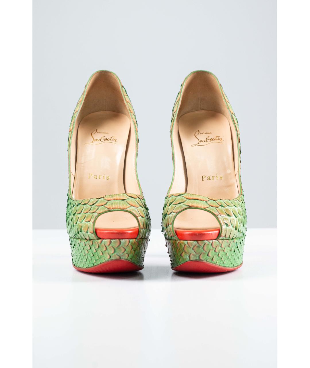 CHRISTIAN LOUBOUTIN Зеленые кожаные туфли, фото 2