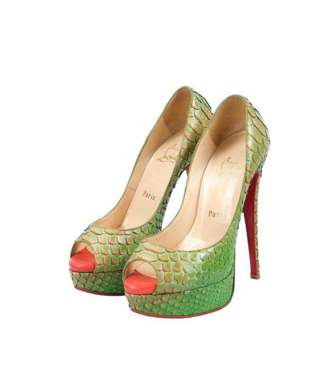 CHRISTIAN LOUBOUTIN Зеленые кожаные туфли, фото 3