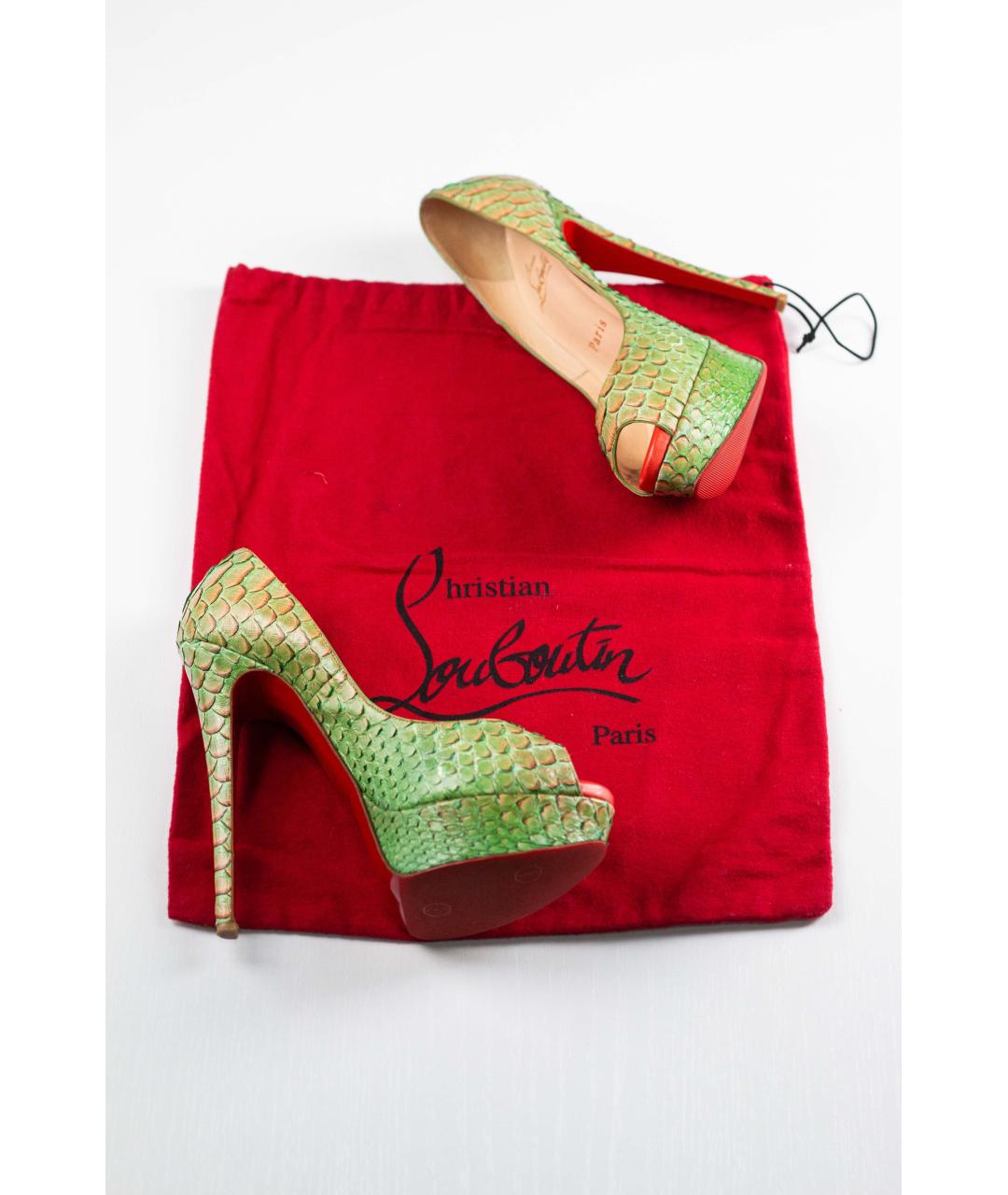 CHRISTIAN LOUBOUTIN Зеленые кожаные туфли, фото 5