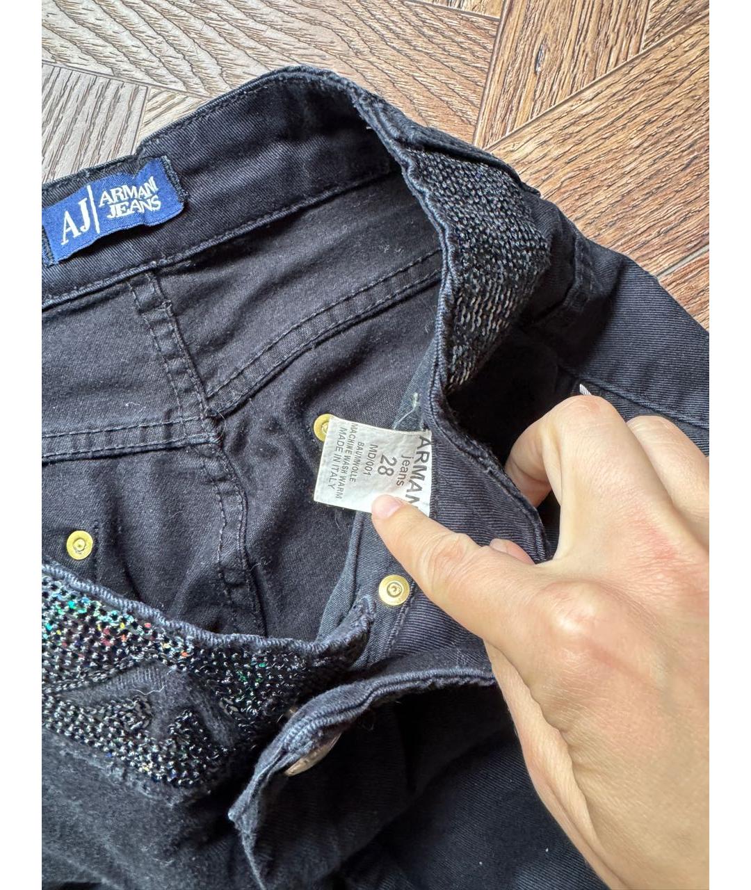 ARMANI JEANS Черные хлопковые прямые джинсы, фото 4