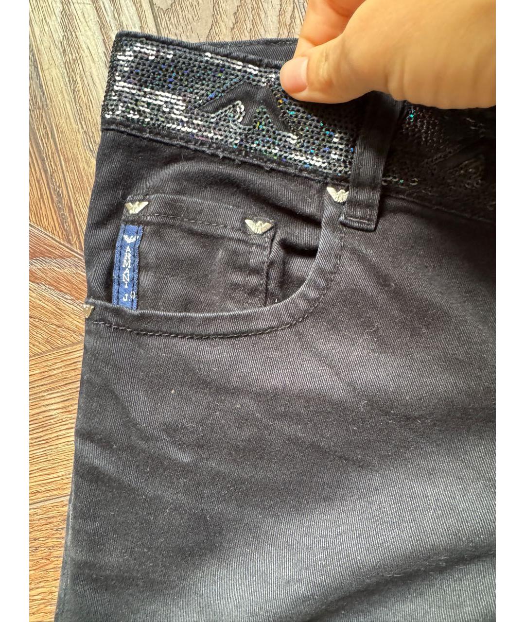 ARMANI JEANS Черные хлопковые прямые джинсы, фото 3