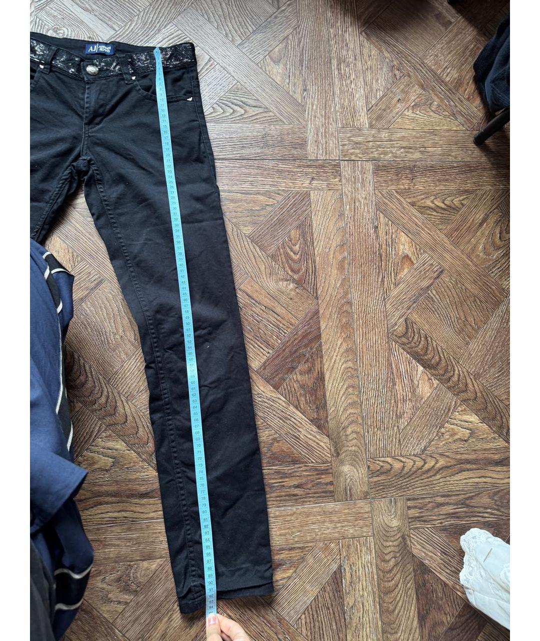 ARMANI JEANS Черные хлопковые прямые джинсы, фото 7