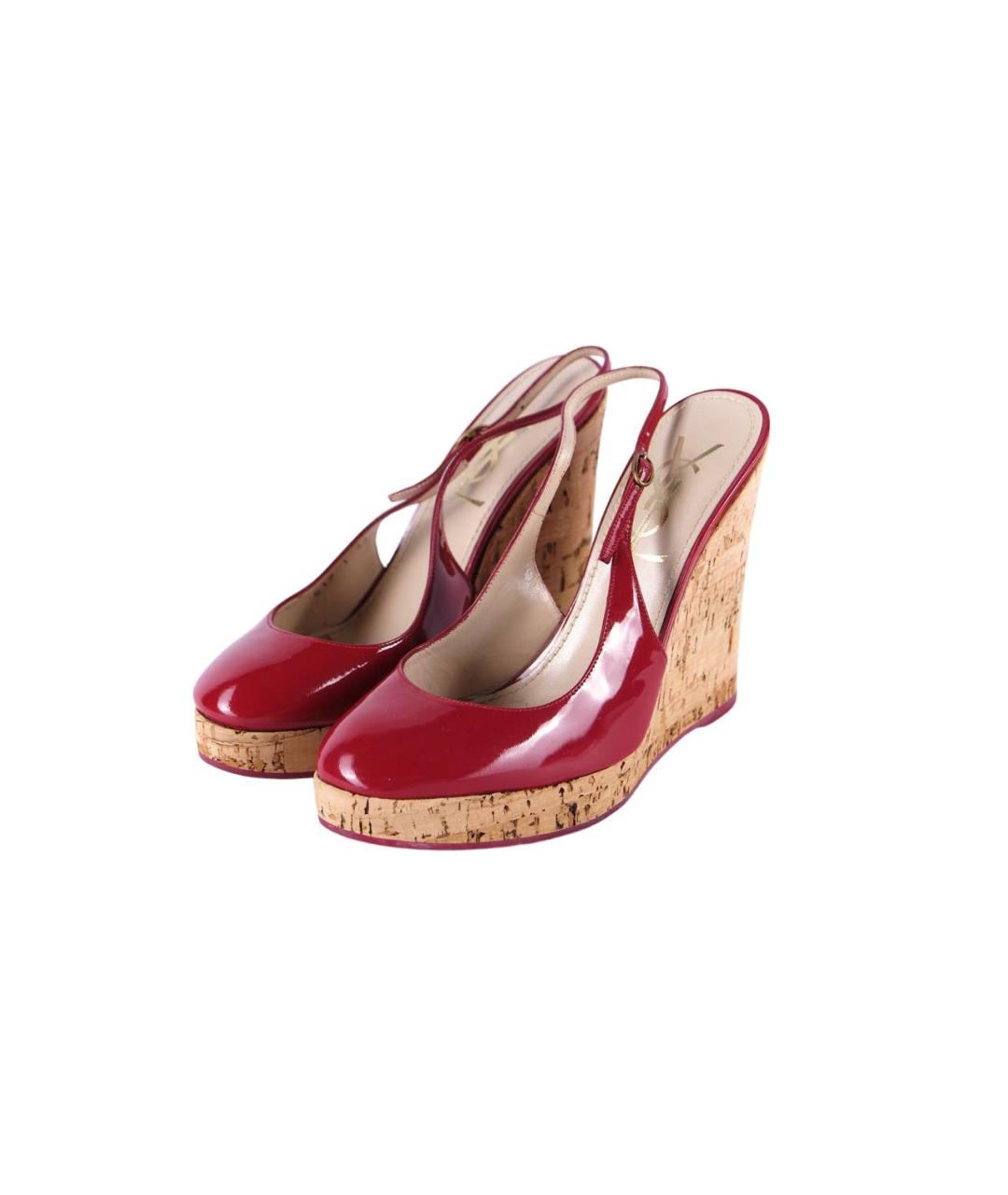SAINT LAURENT Красные босоножки из лакированной кожи, фото 3
