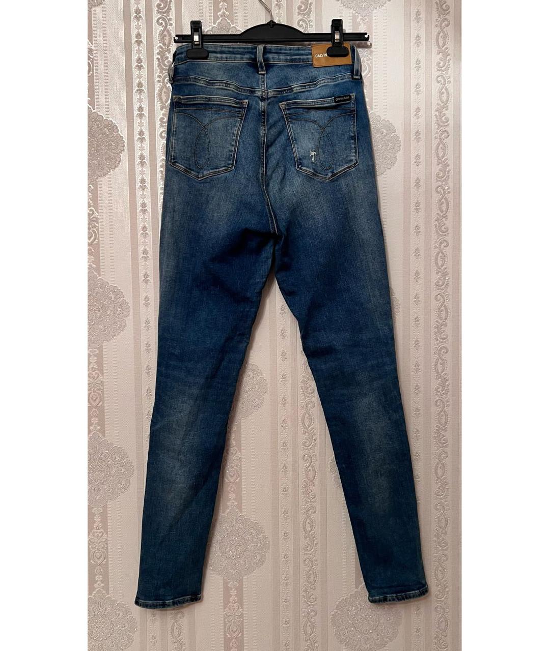 CALVIN KLEIN Синие хлопко-эластановые джинсы слим, фото 2