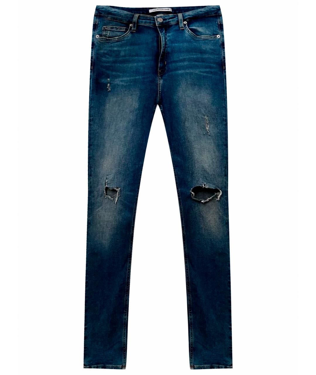 CALVIN KLEIN Синие хлопко-эластановые джинсы слим, фото 1