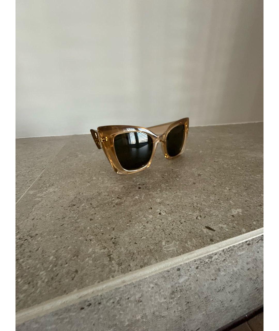 SAINT LAURENT Коричневые пластиковые солнцезащитные очки, фото 2