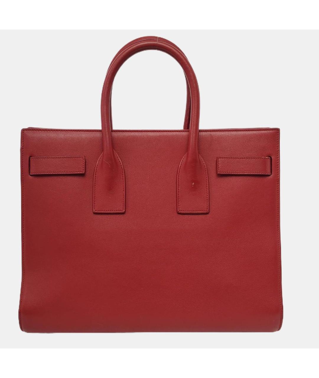 SAINT LAURENT Красная кожаная сумка тоут, фото 3