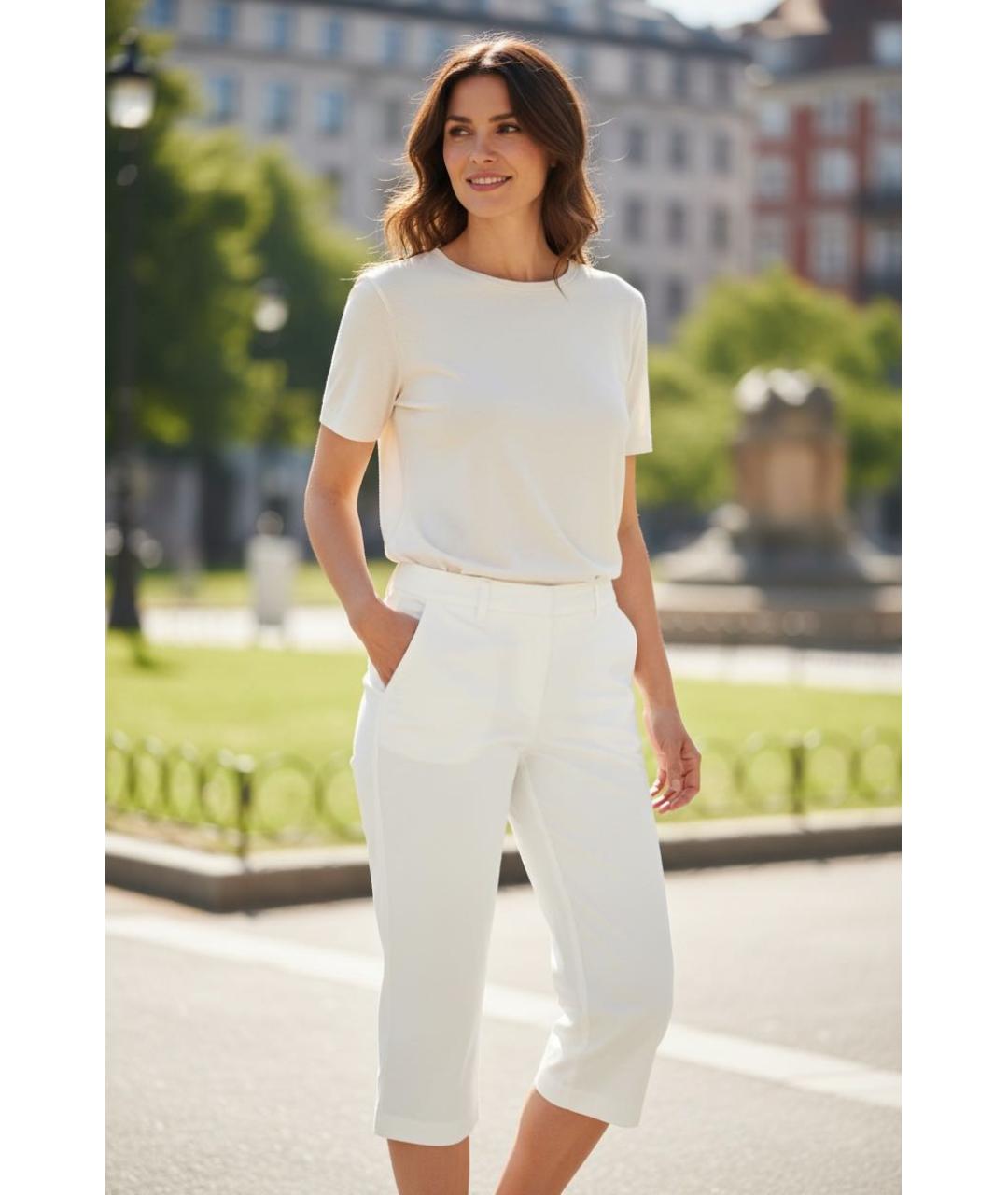 ESCADA Белые хлопко-эластановые бриджи, фото 8