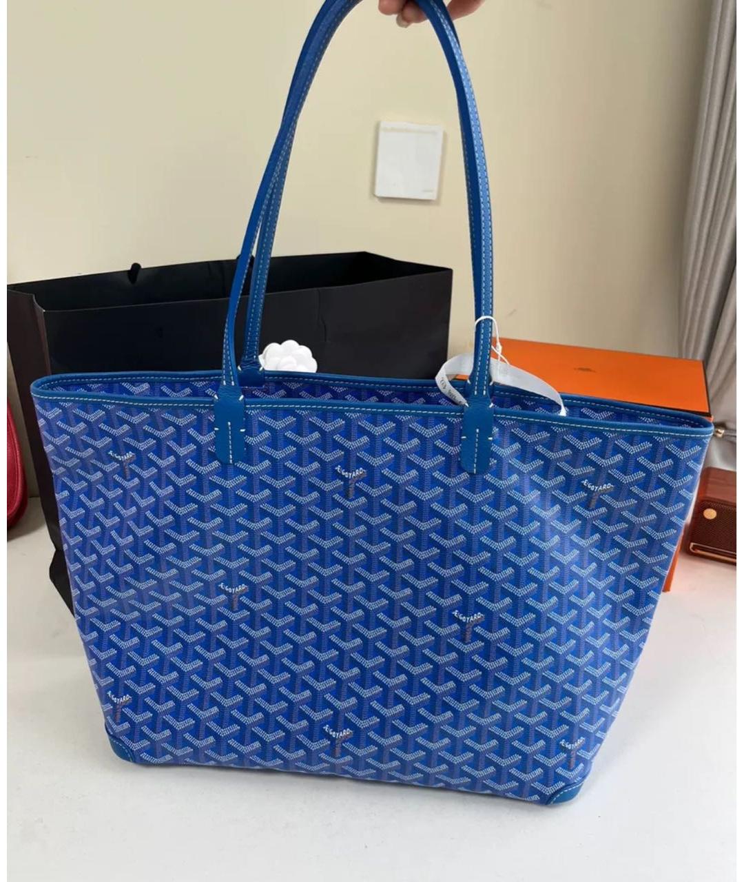 GOYARD Голубая кожаная сумка тоут, фото 4