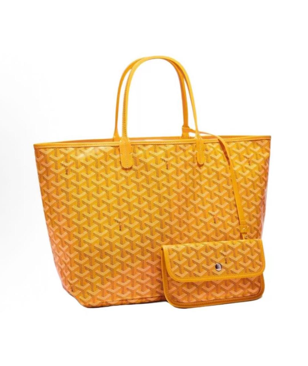 GOYARD Желтая кожаная сумка тоут, фото 7