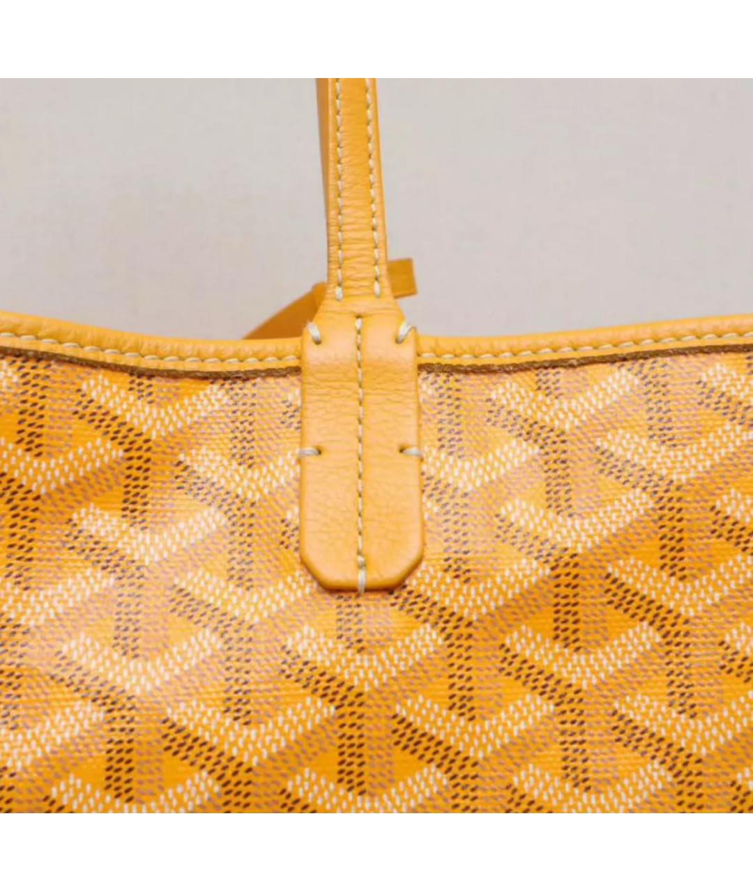 GOYARD Желтая кожаная сумка тоут, фото 6