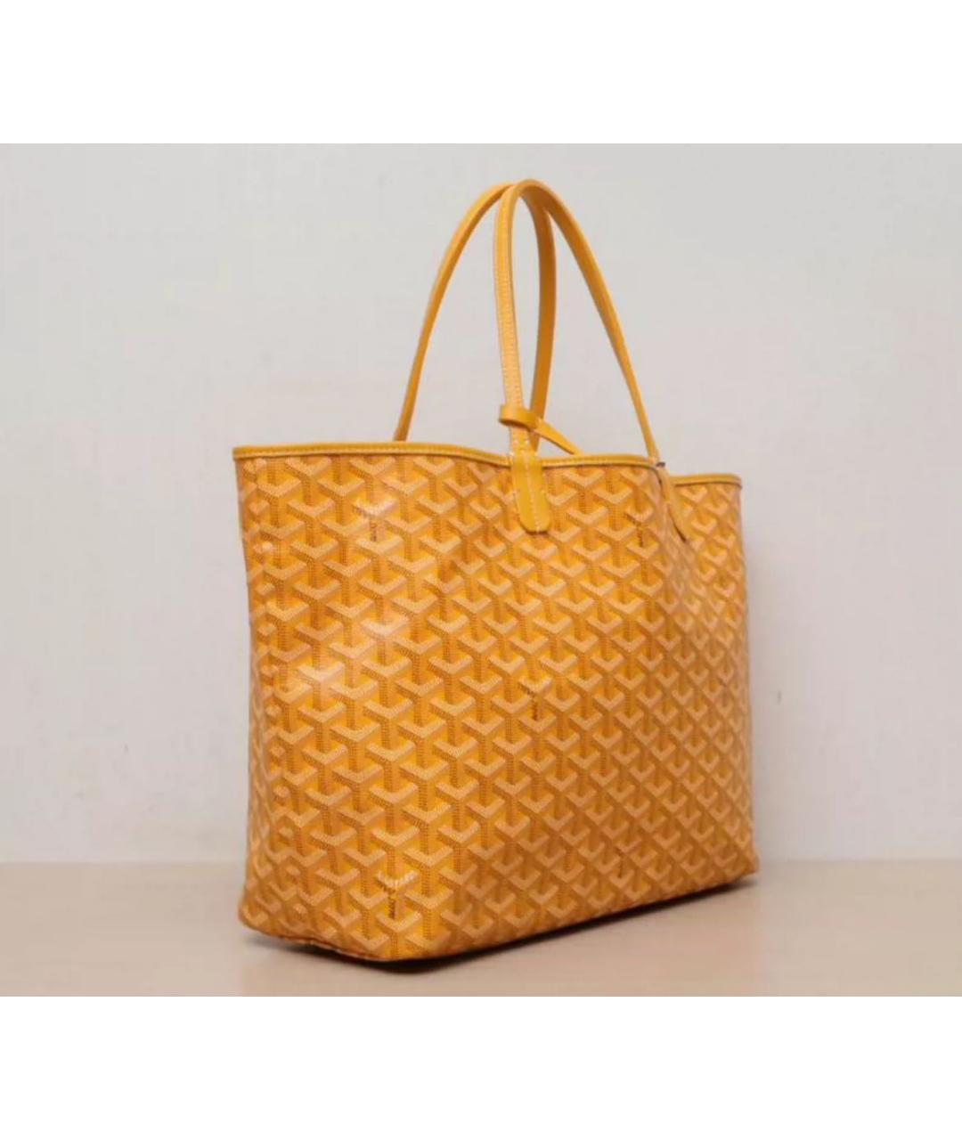 GOYARD Желтая кожаная сумка тоут, фото 5
