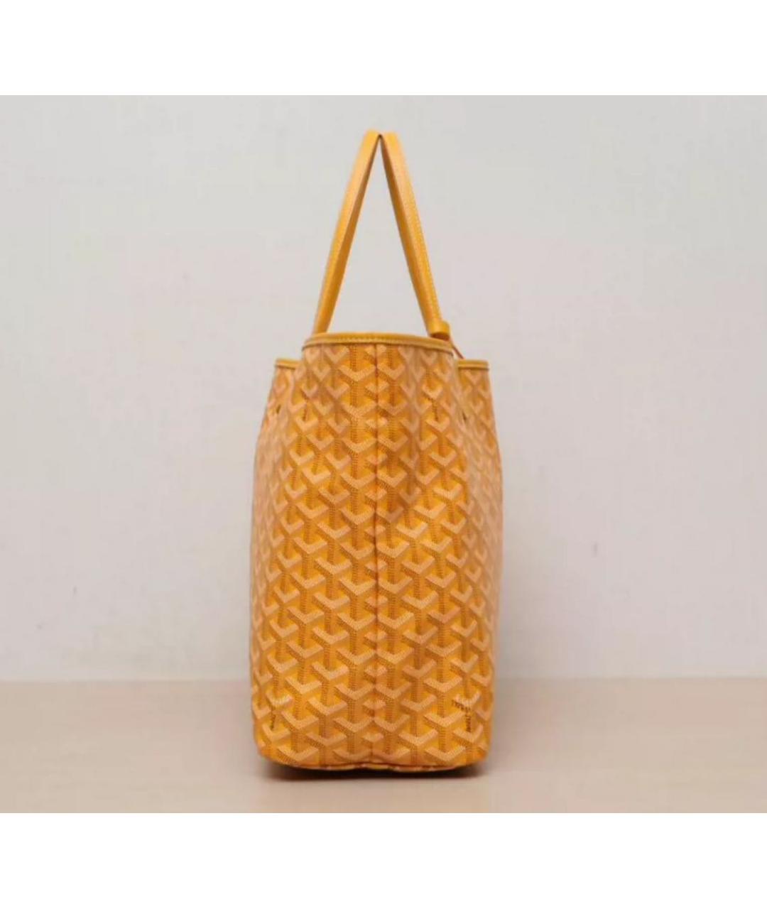 GOYARD Желтая кожаная сумка тоут, фото 4