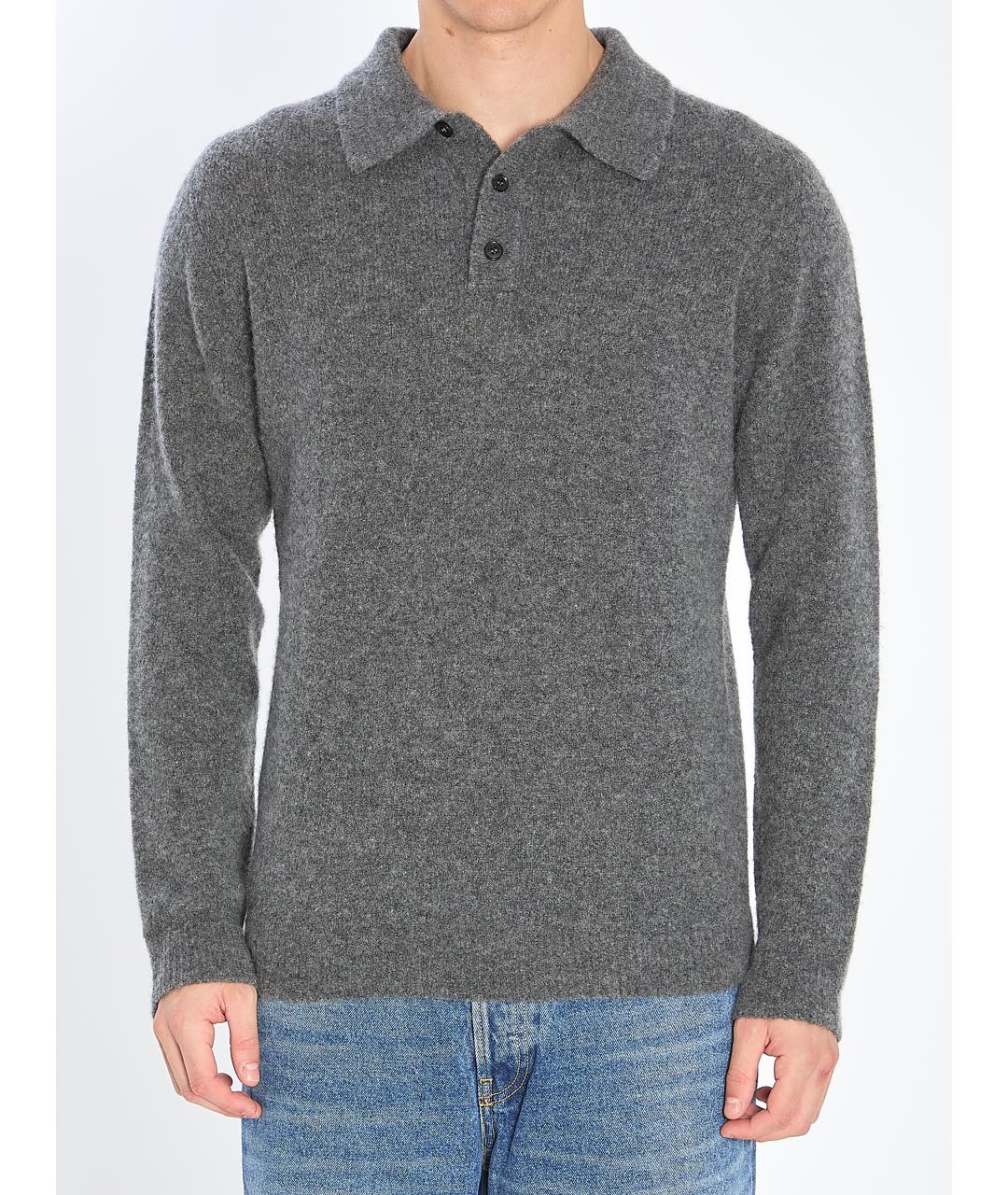 ROBERTO COLLINA Серое поло с длинным рукавом, фото 6