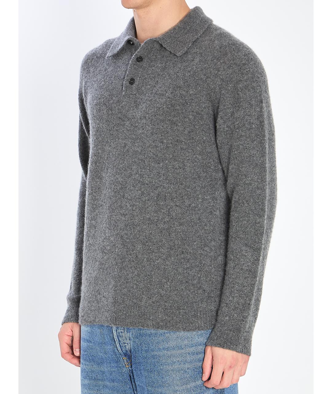 ROBERTO COLLINA Серое поло с длинным рукавом, фото 2