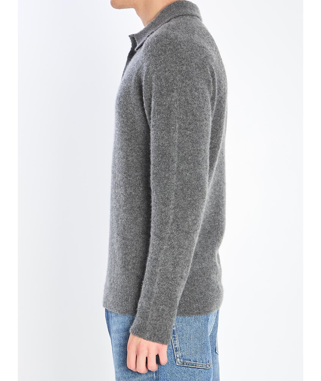 ROBERTO COLLINA Серое поло с длинным рукавом, фото 3