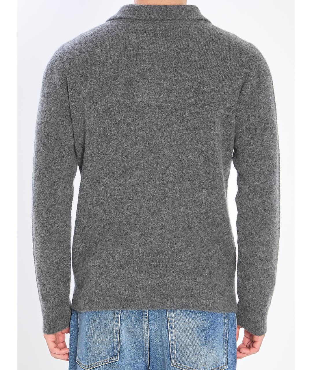 ROBERTO COLLINA Серое поло с длинным рукавом, фото 4