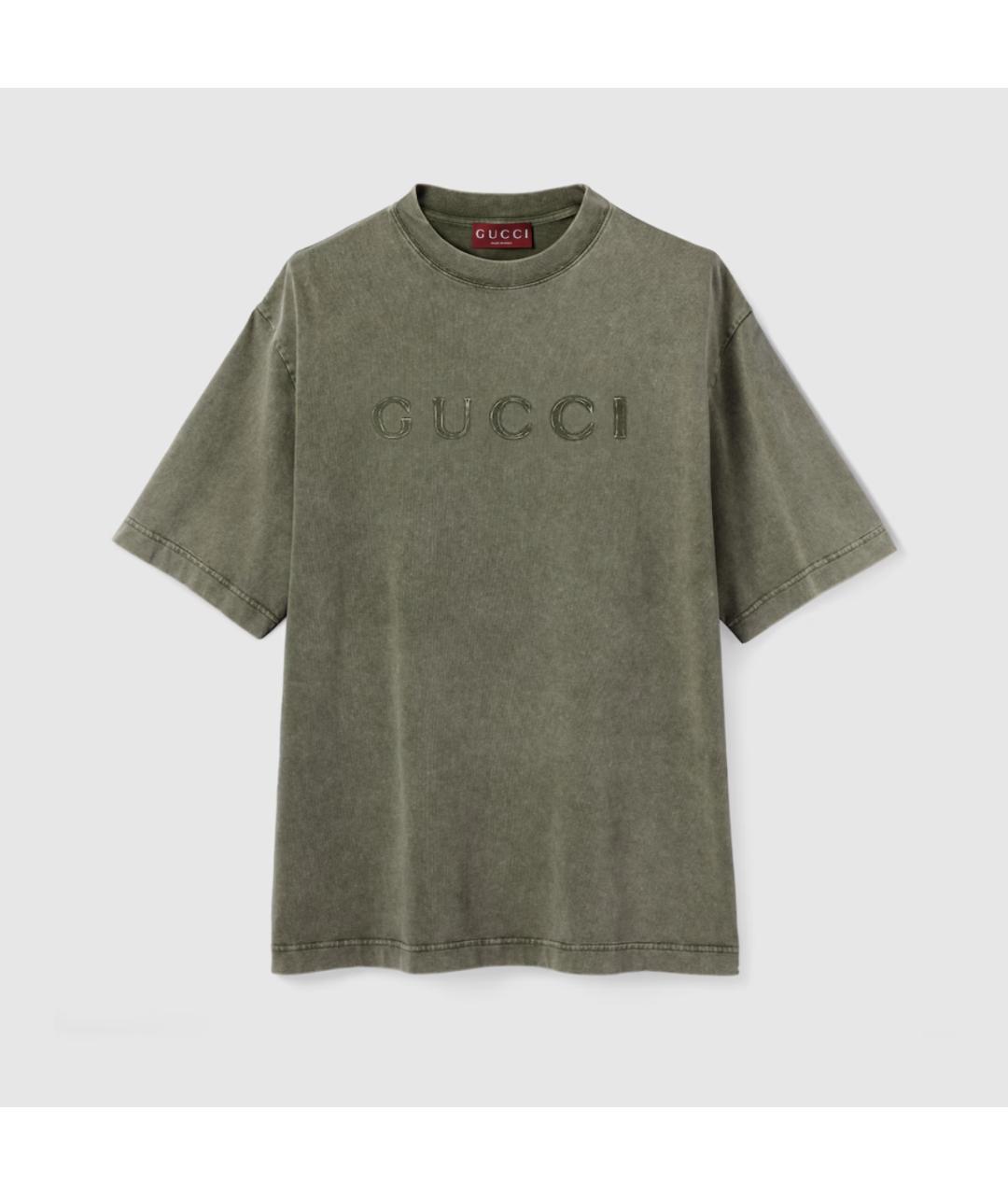 GUCCI Зеленая хлопковая футболка, фото 7