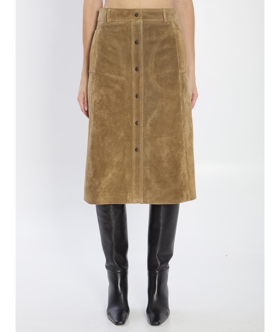 ARMA Зеленая замшевая юбка миди, фото 2