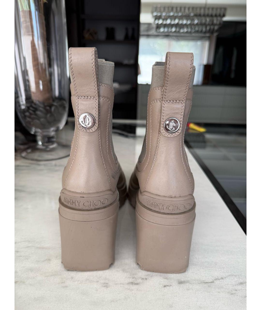 JIMMY CHOO Бежевые кожаные ботильоны, фото 3