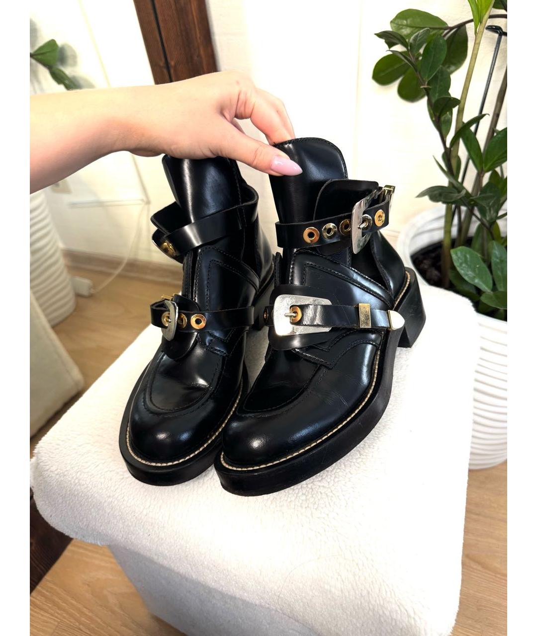 BALENCIAGA Черные кожаные ботинки, фото 3