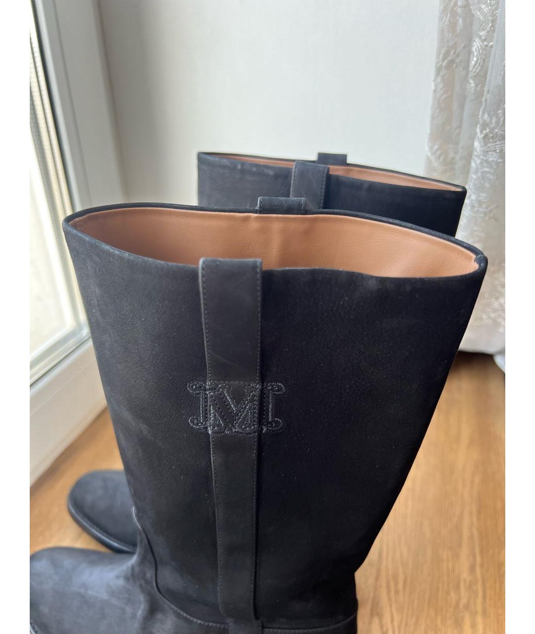MAX MARA Черные нубуковые сапоги, фото 3