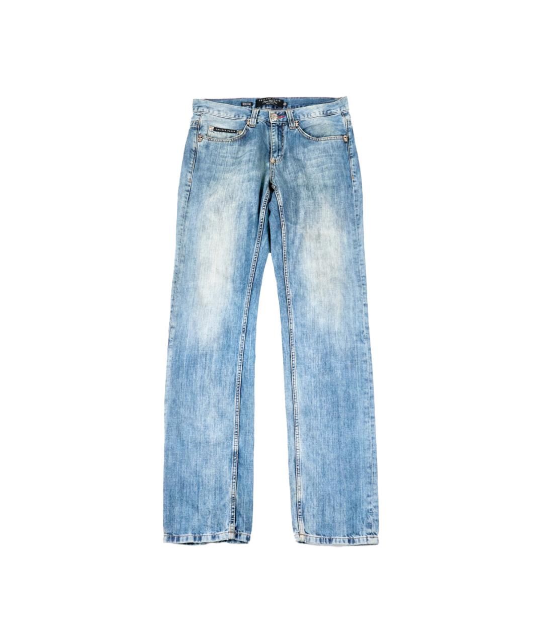 PHILIPP PLEIN Синие хлопковые прямые джинсы, фото 6