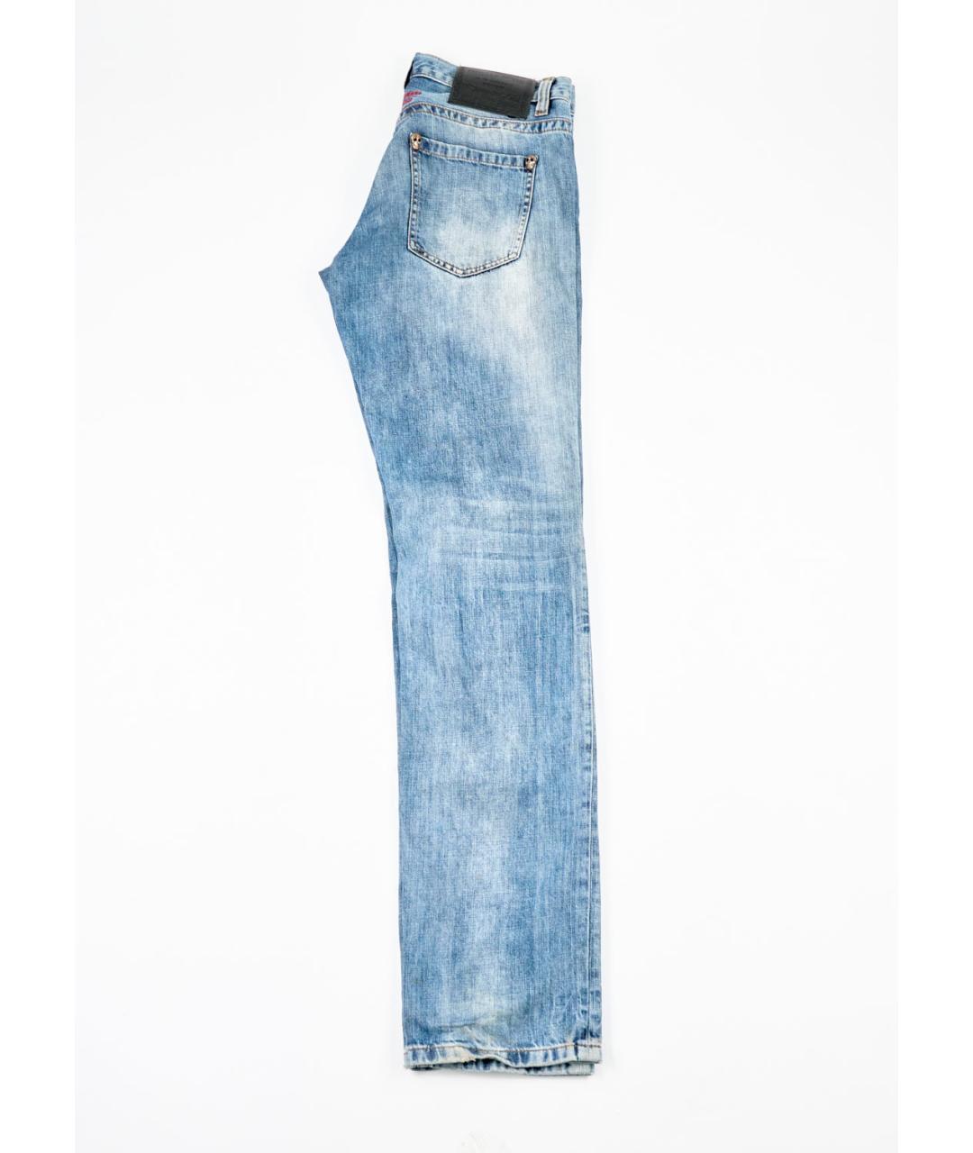 PHILIPP PLEIN Синие хлопковые прямые джинсы, фото 2