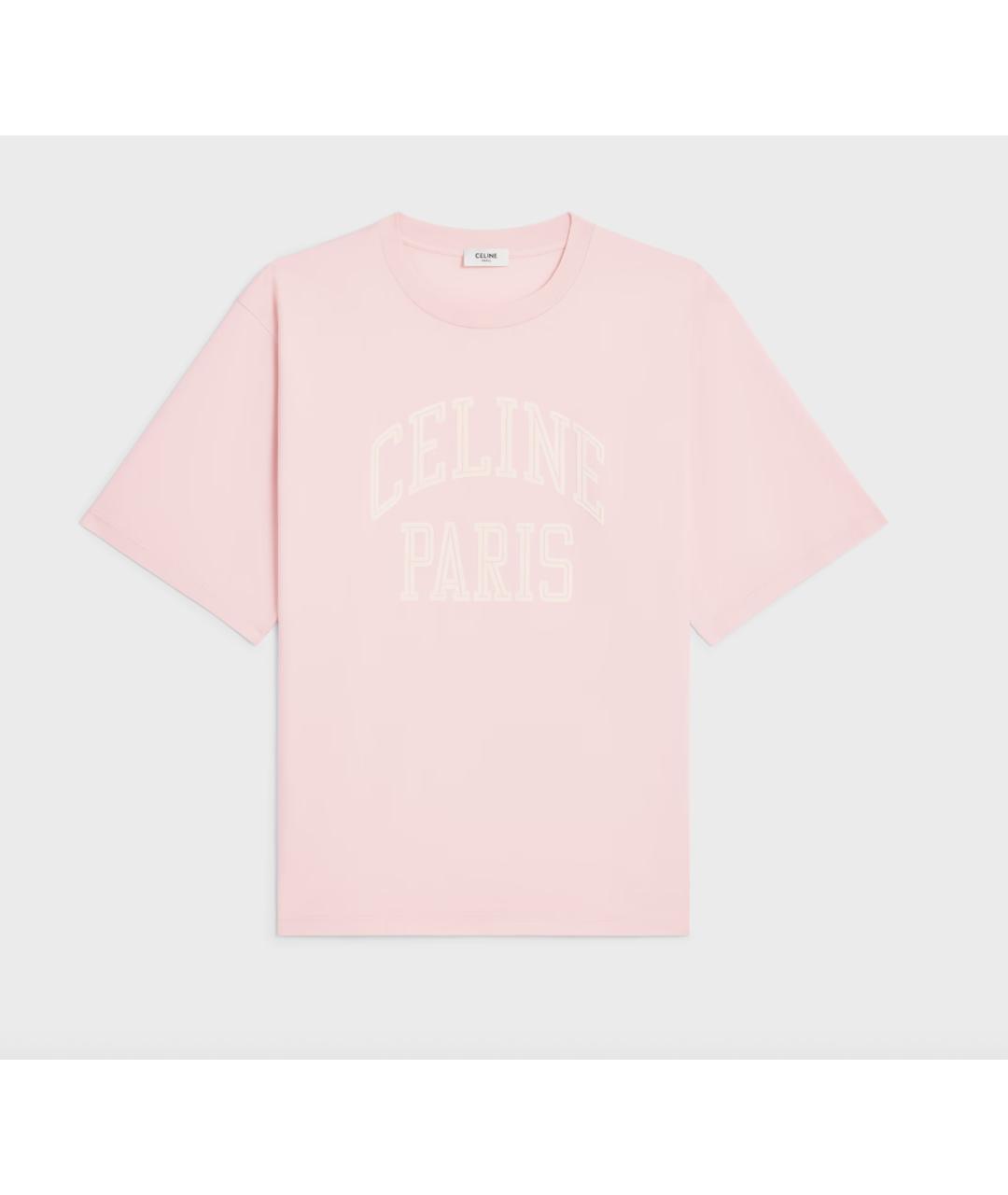 CELINE Розовая хлопковая футболка, фото 6