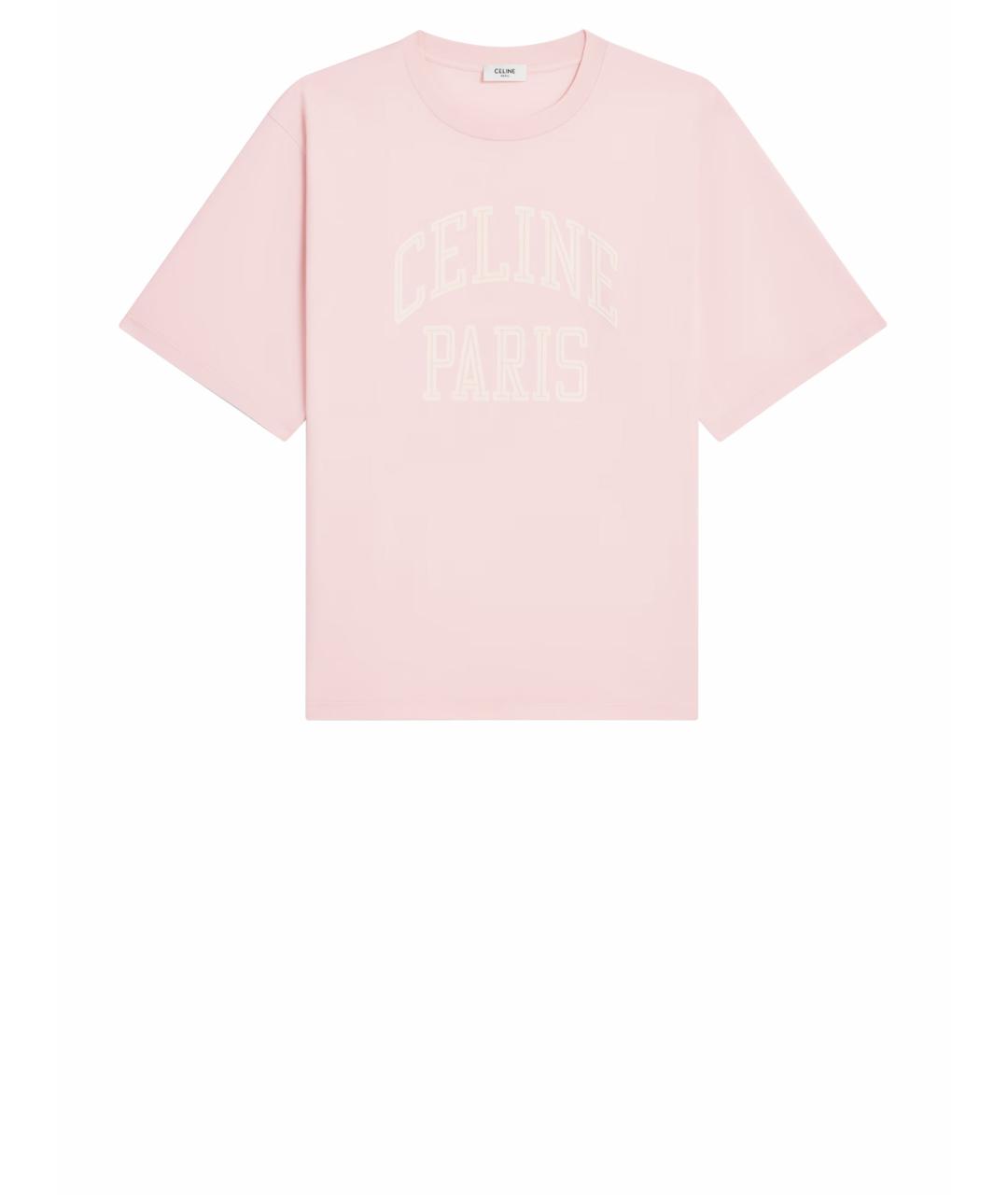 CELINE Розовая хлопковая футболка, фото 1