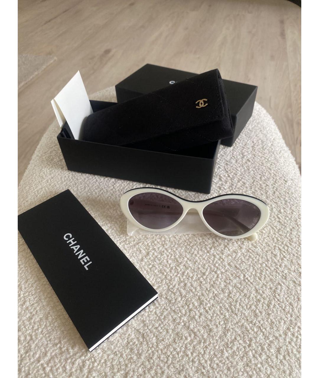 CHANEL Белые пластиковые солнцезащитные очки, фото 5
