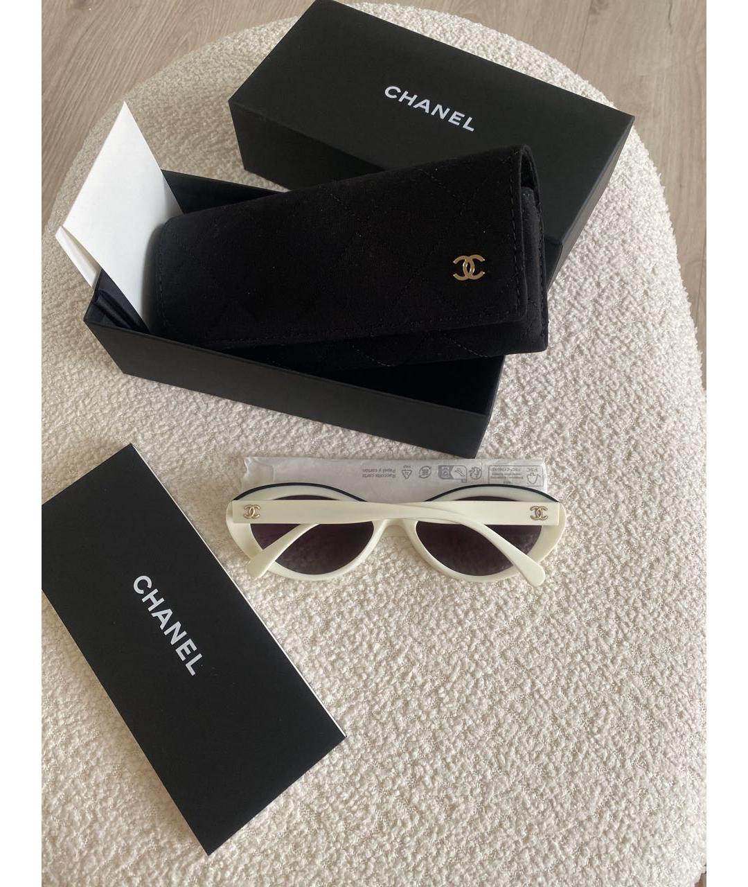 CHANEL Белые пластиковые солнцезащитные очки, фото 3