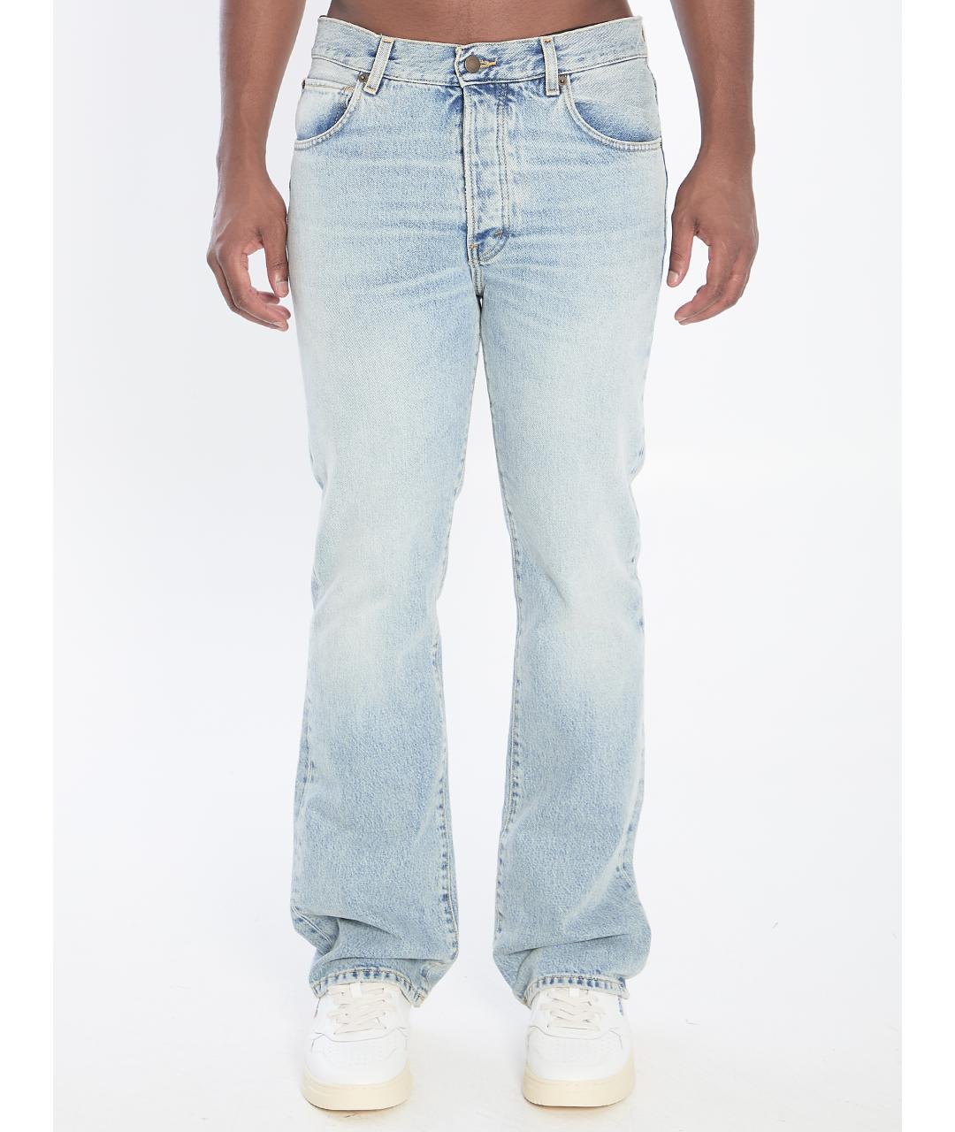 HAIKURE Голубые хлопковые прямые джинсы, фото 5