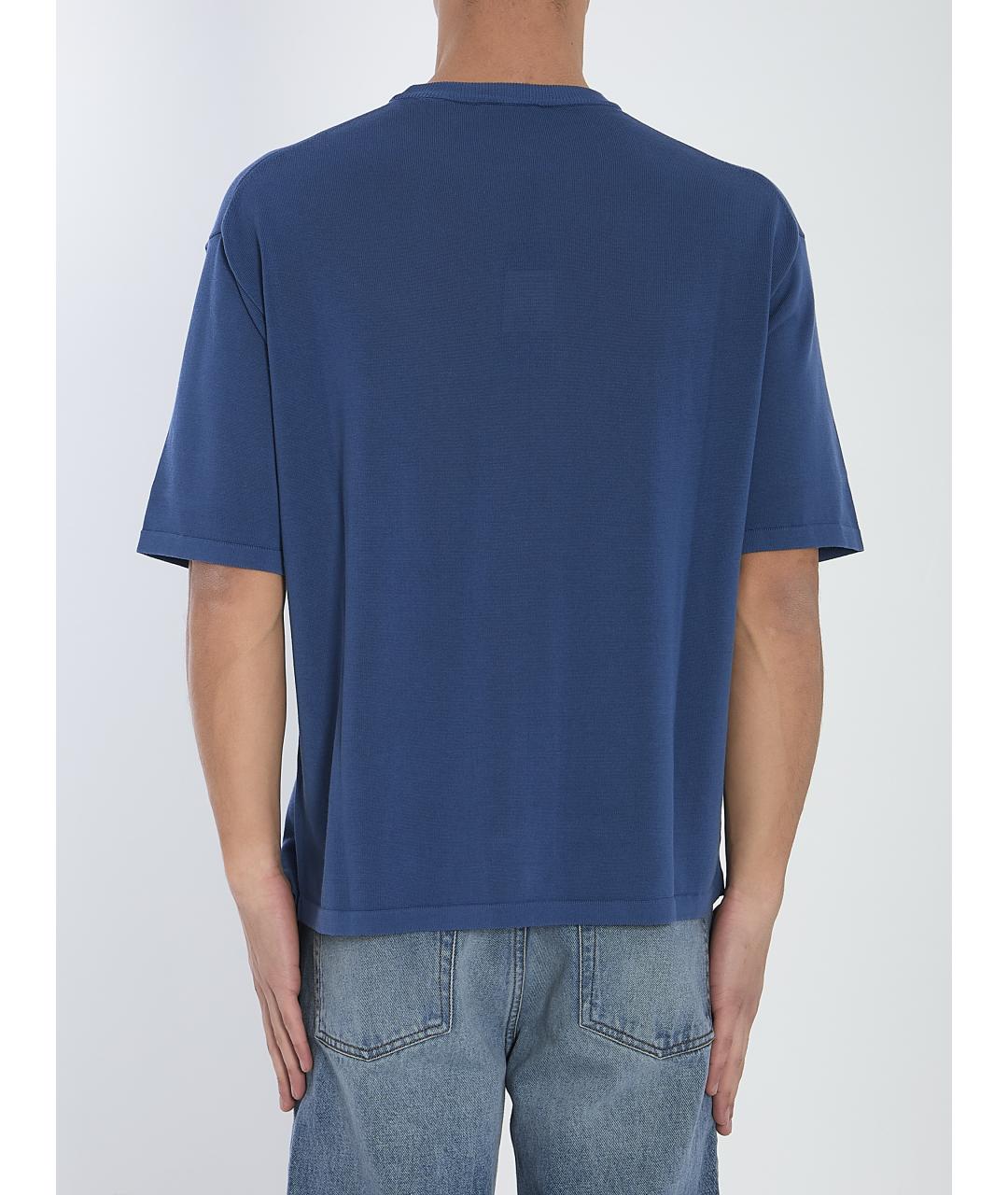 ROBERTO COLLINA Синяя хлопковая футболка, фото 4