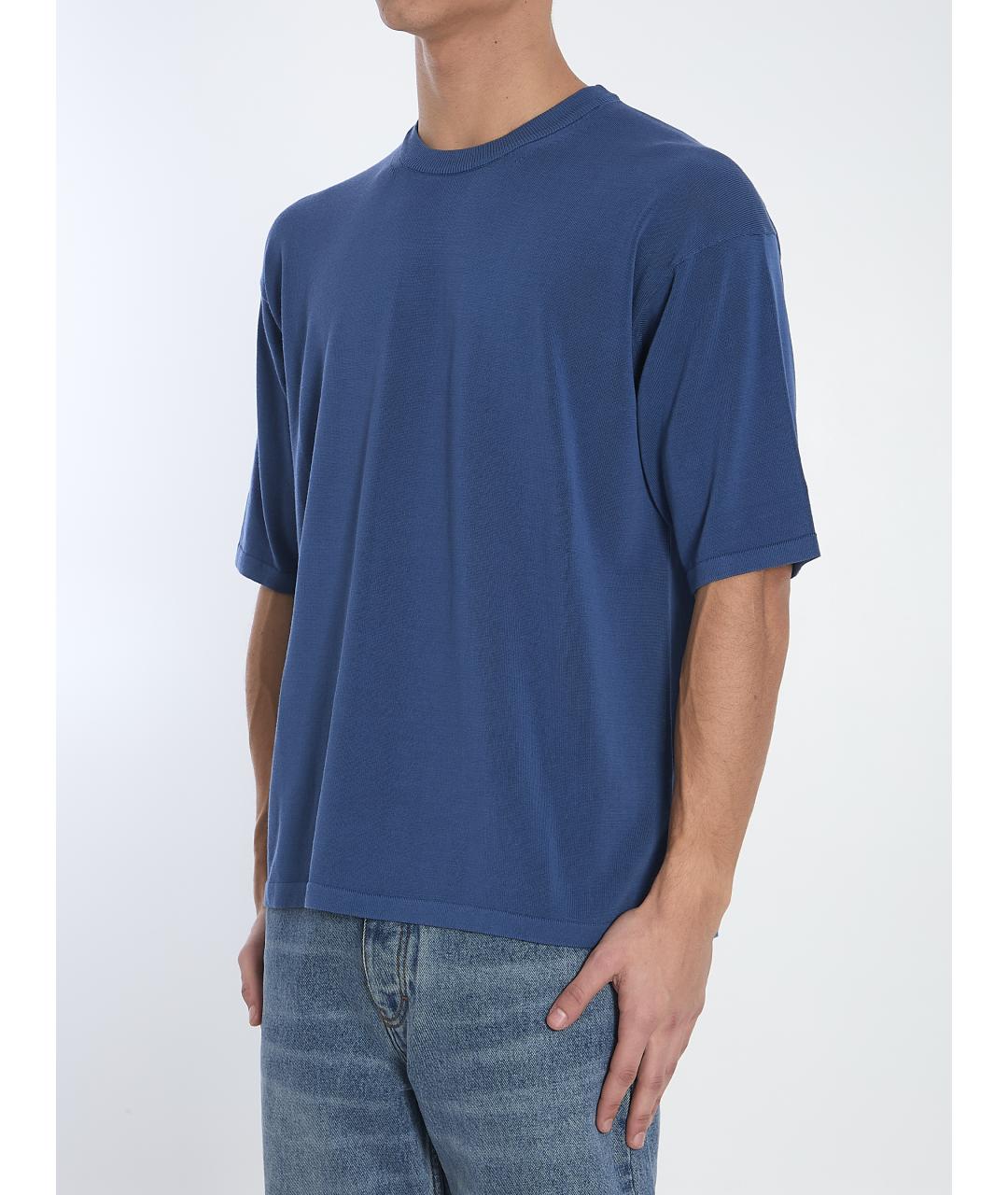 ROBERTO COLLINA Синяя хлопковая футболка, фото 2