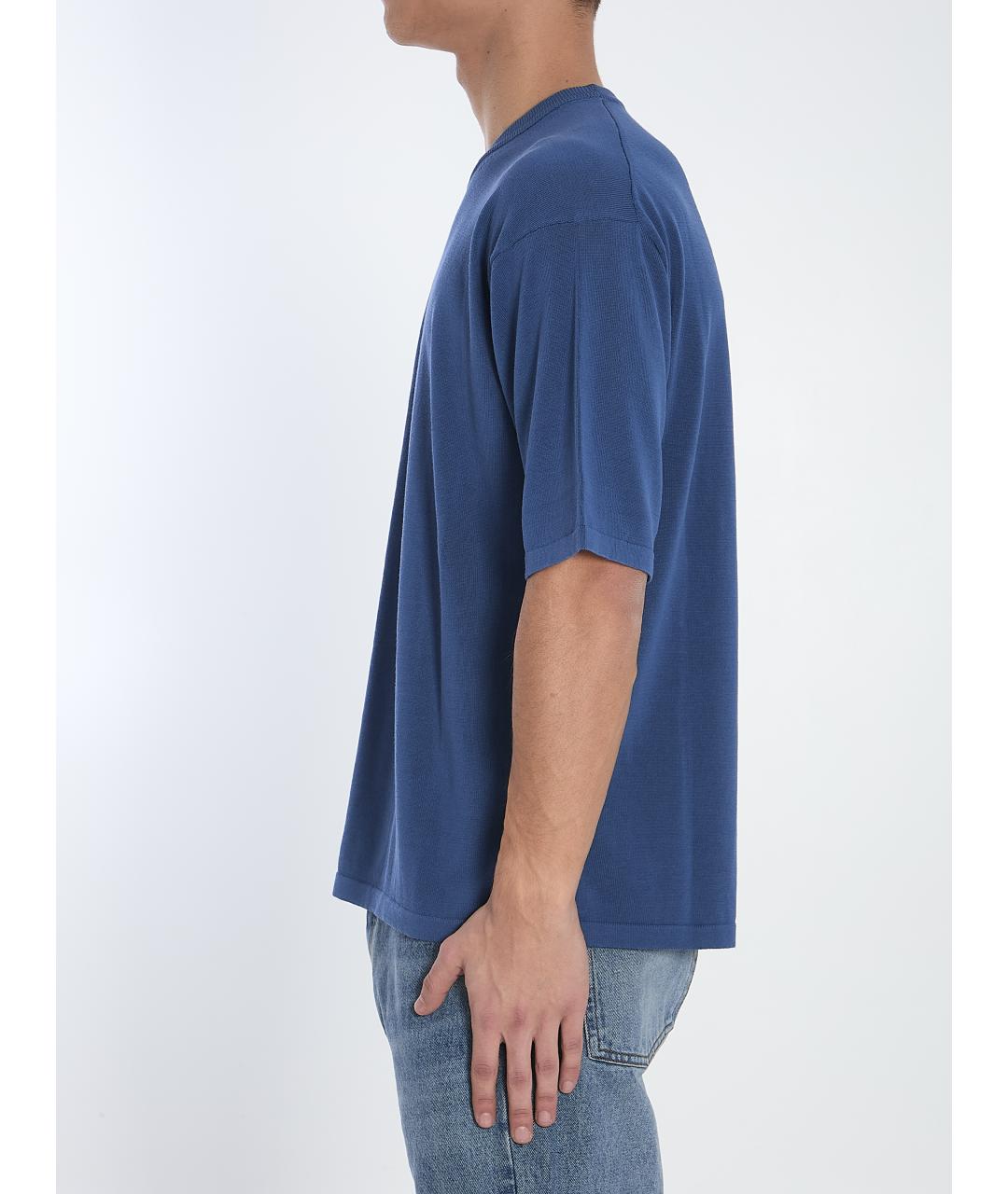 ROBERTO COLLINA Синяя хлопковая футболка, фото 3
