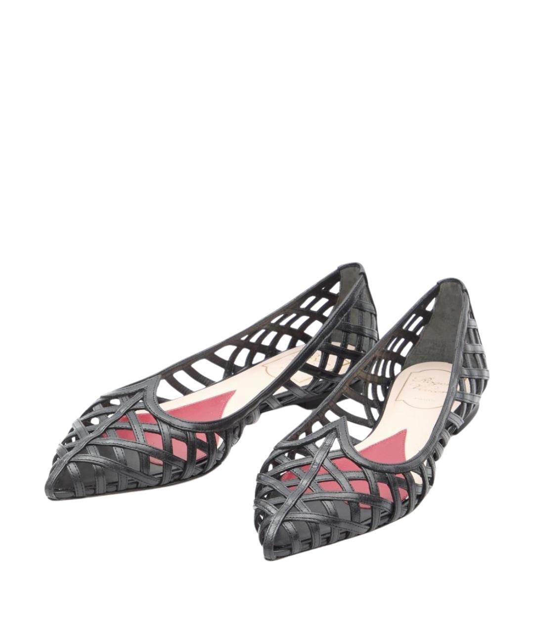 ROGER VIVIER Черные кожаные балетки, фото 5