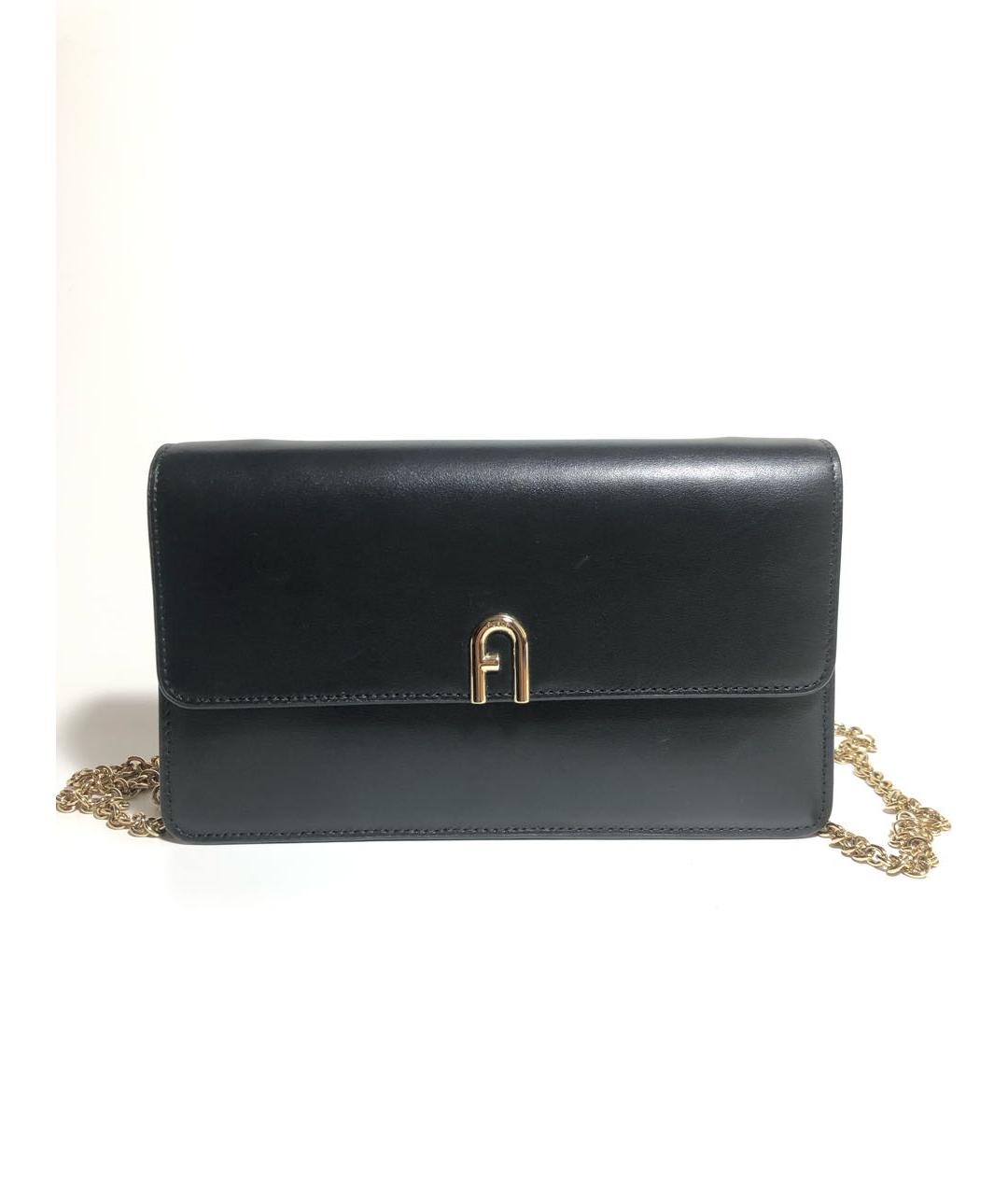 FURLA Черная кожаная сумка через плечо, фото 7