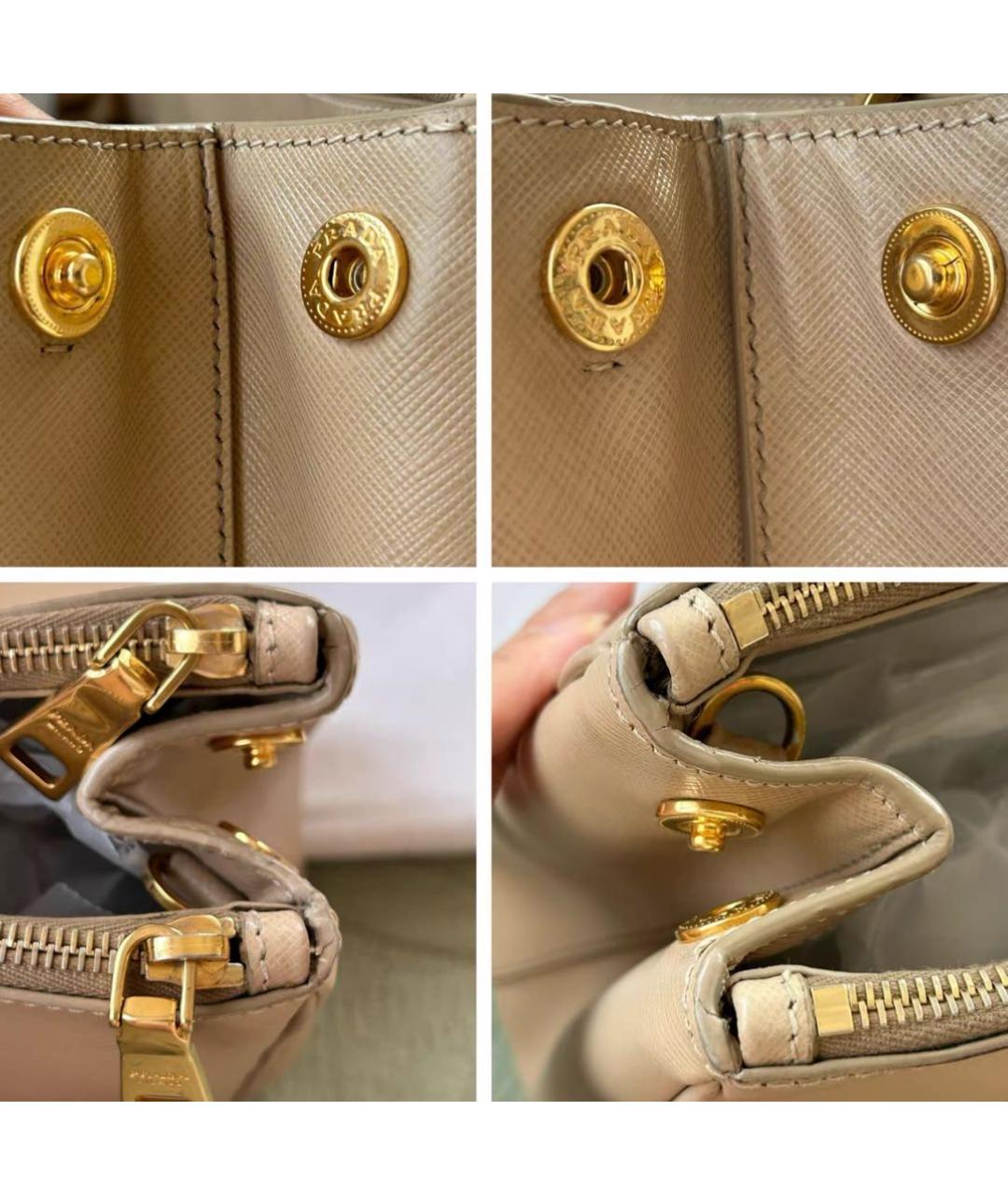 PRADA Бежевая кожаная сумка тоут, фото 7