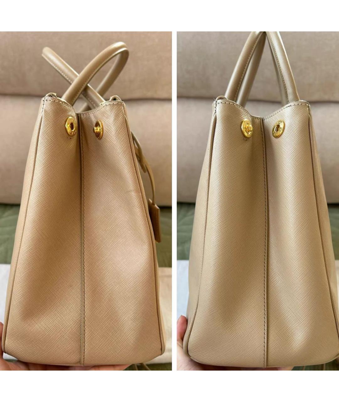 PRADA Бежевая кожаная сумка тоут, фото 5