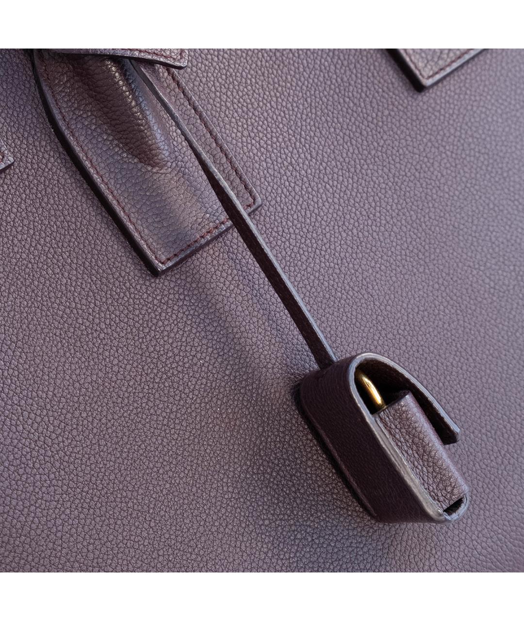 SAINT LAURENT Фиолетовая кожаная сумка тоут, фото 5