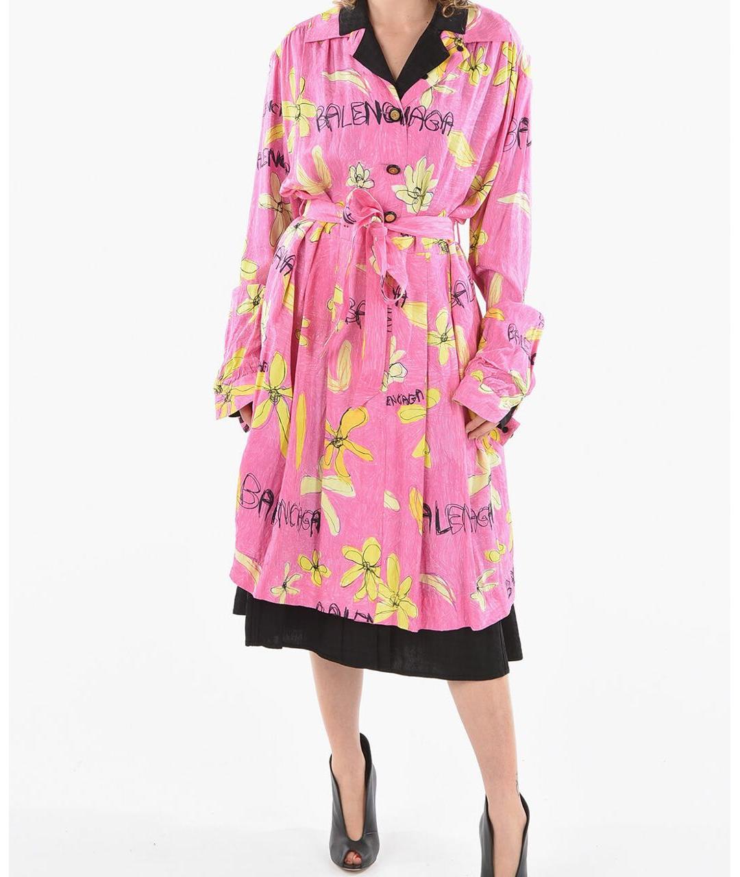 BALENCIAGA Розовое шелковое повседневное платье, фото 4