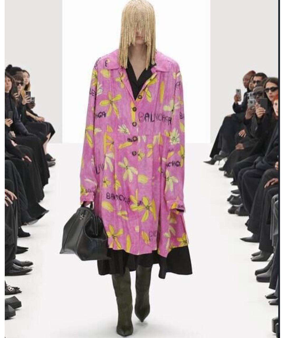 BALENCIAGA Розовое шелковое повседневное платье, фото 5