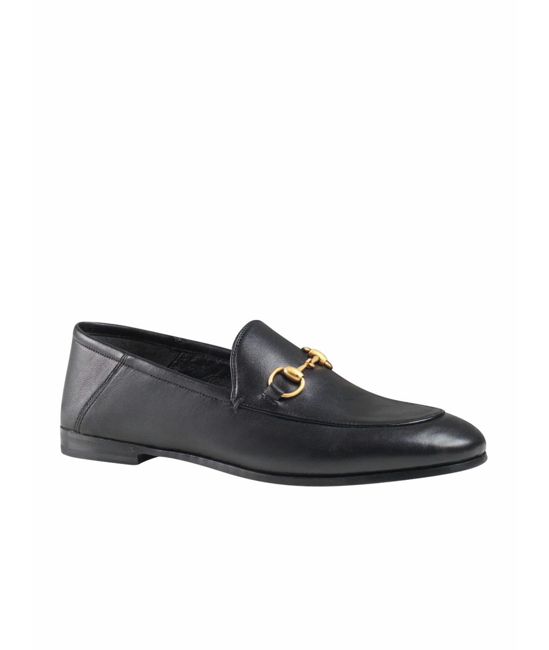 GUCCI Черные кожаные лоферы, фото 1