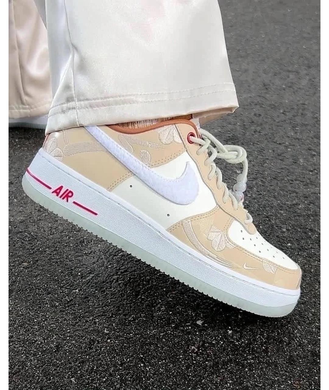 NIKE Бежевые кожаные кроссовки, фото 2