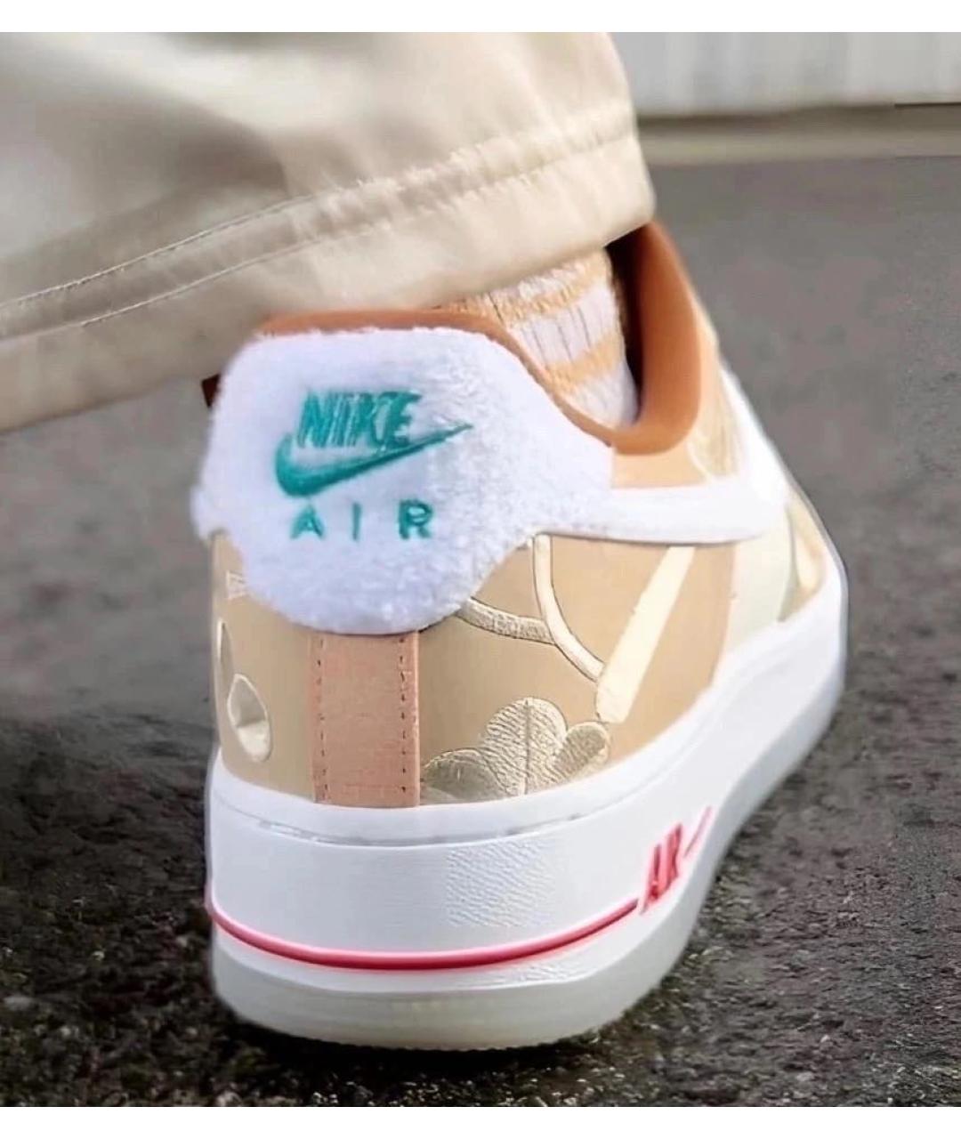 NIKE Бежевые кожаные кроссовки, фото 4